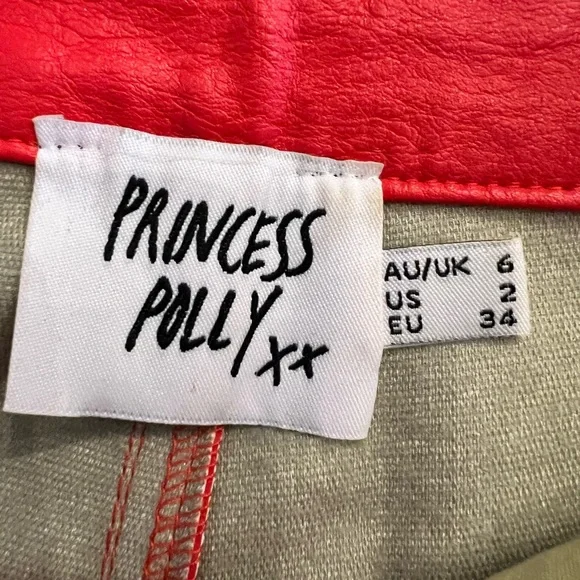PRINCESS POLLY Faux Leather Vibrant Red Pants Size 2 - Picture 8 of 8
